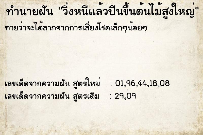 ทำนายฝันวิ่งหนีแล้วปีนขึ้นต้นไม้สูงใหญ่ ทำนายฝันทำนายฝันวิ่งหนีแล้วปีนขึ้นต้นไม้สูงใหญ่