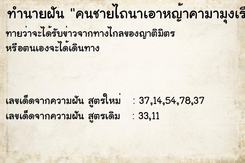 ทำนายฝันคนชายไถนาเอาหญ้าคามามุงเรือนภายใน5เดือนรวย ทำนายฝันทำนายฝันคนชายไถนาเอาหญ้าคามามุงเรือนภายใน5เดือนรวย