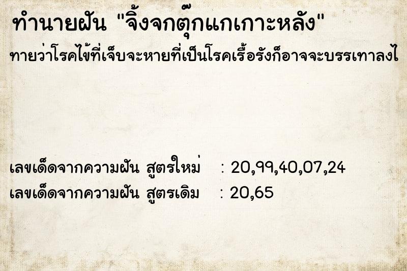 ทำนายฝันจิ้งจกตุ๊กแกเกาะหลัง ทำนายฝันทำนายฝันจิ้งจกตุ๊กแกเกาะหลัง