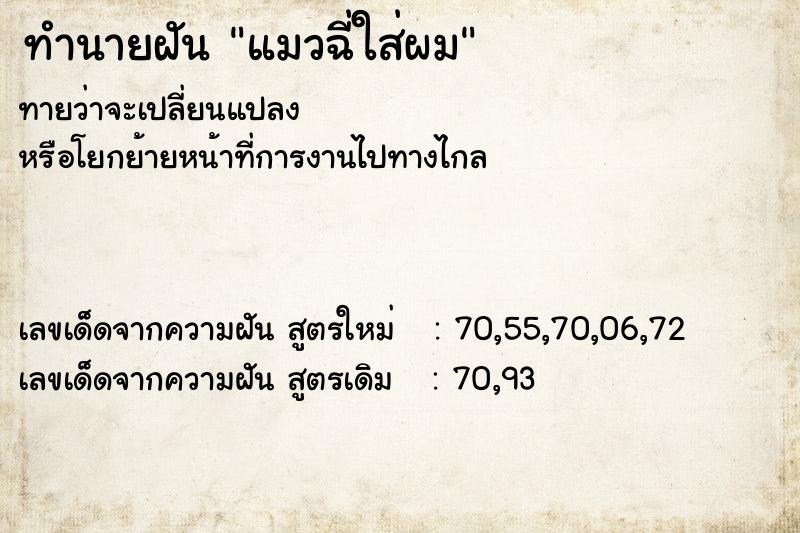 ทำนายฝันทำนายฝันแมวฉี่ใส่ผม