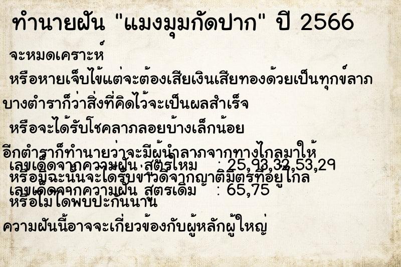 ทำนายฝัน แมงมุมกัดปาก ทำนายฝัน แมงมุมกัดปาก