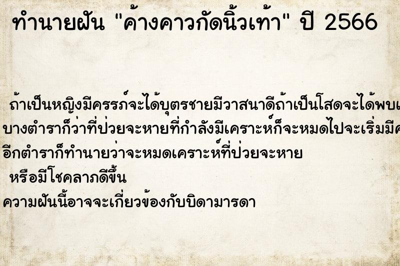 ทำนายฝันค้างคาวกัดนิ้วเท้า ทำนายฝันทำนายฝันค้างคาวกัดนิ้วเท้า