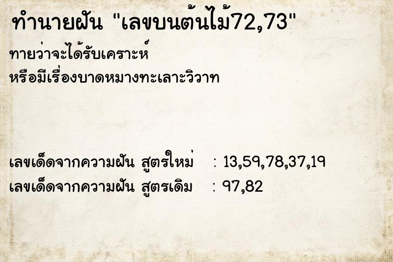 ทำนายฝันทำนายฝันเลขบนต้นไม้72,73
