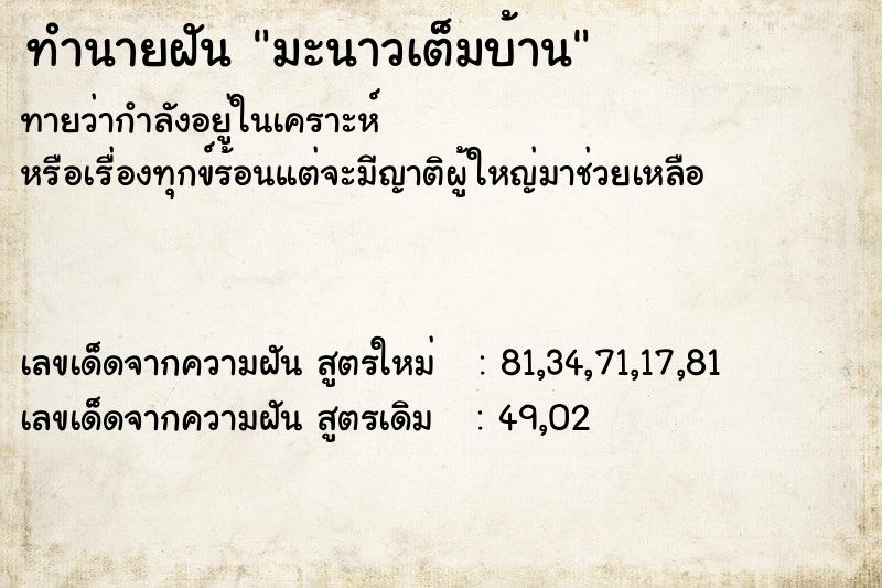 ทำนายฝันมะนาวเต็มบ้าน ทำนายฝันทำนายฝันมะนาวเต็มบ้าน