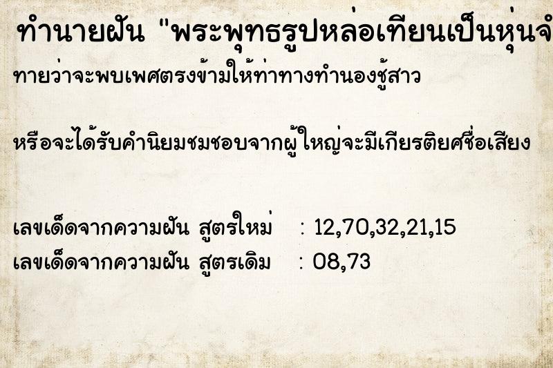 ทำนายฝันทำนายฝันพระพุทธรูปหล่อเทียนเป็นหุ่นจำลอง