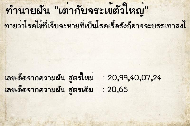 ทำนายฝัน เต่ากับจระเข้ตัวใหญ่ ทำนายฝัน เต่ากับจระเข้ตัวใหญ่