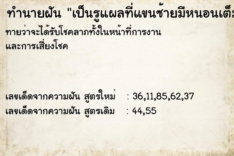 ทำนายฝันทำนายฝันเป็นรูแผลที่แขนซ้ายมีหนอนเต็มไปหมมด