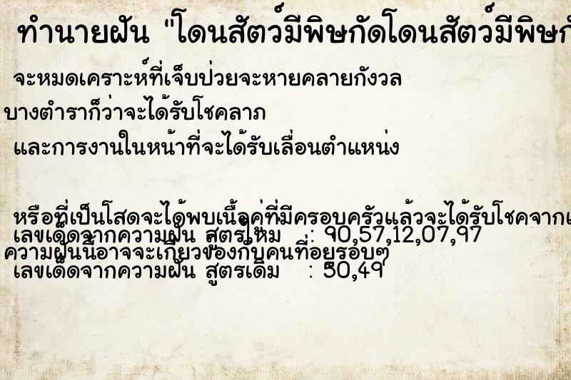 ทำนายฝัน โดนสัตว์มีพิษกัดโดนสัตว์มีพิษกัด ทำนายฝัน โดนสัตว์มีพิษกัดโดนสัตว์มีพิษกัด