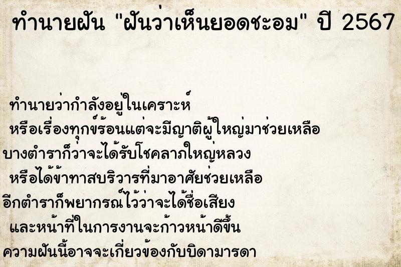 ทำนายฝันทำนายฝันฝันว่าเห็นยอดชะอม