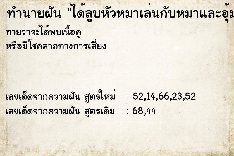 ทำนายฝันทำนายฝันได้ลูบหัวหมาเล่นกับหมาและอุ้มหมาตัวอ้วน
