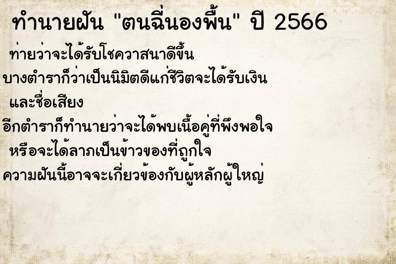 ทำนายฝัน ตนฉี่นองพื้น ทำนายฝัน ตนฉี่นองพื้น