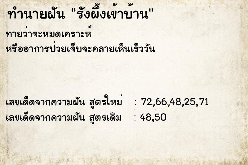 ทำนายฝันทำนายฝันรังผึ้งเข้าบ้าน