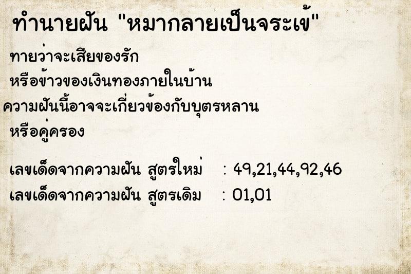 ทำนายฝันหมากลายเป็นจระเข้ ทำนายฝันทำนายฝันหมากลายเป็นจระเข้