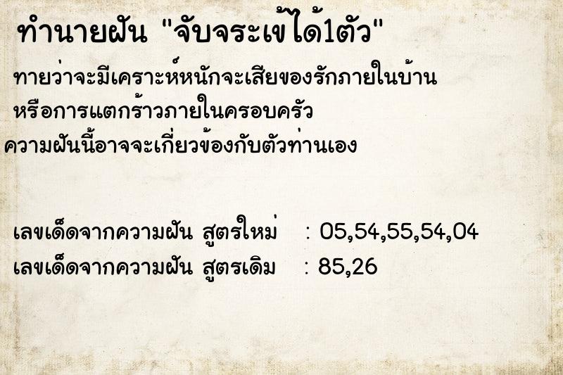 ทำนายฝันทำนายฝันจับจระเข้ได้1ตัว