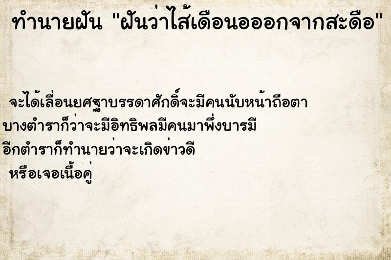 ทำนายฝันทำนายฝันฝันว่าไส้เดือนอออกจากสะดือ