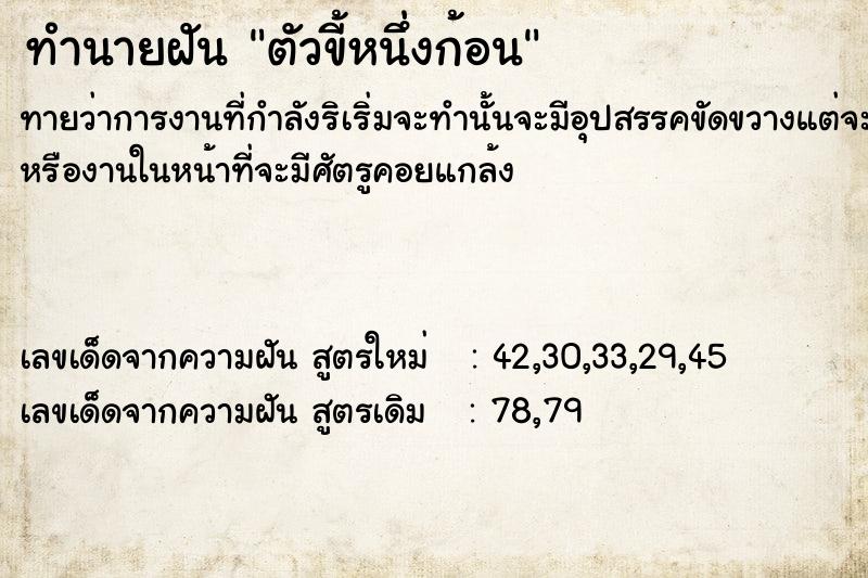 ทำนายฝันทำนายฝันตัวขี้หนึ่งก้อน