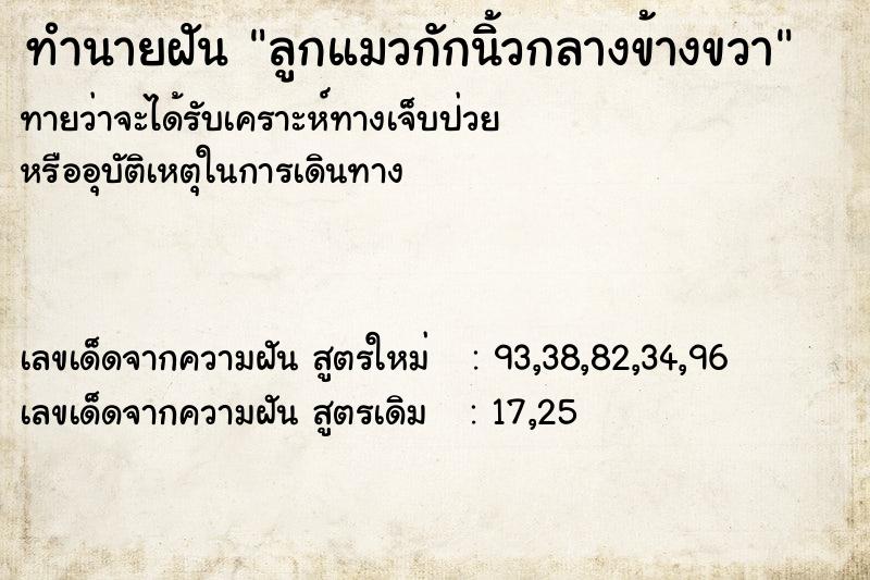 ทำนายฝันทำนายฝันลูกแมวกักนิ้วกลางข้างขวา
