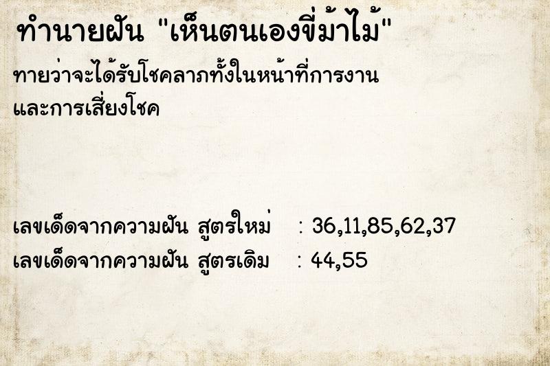 ทำนายฝันทำนายฝันเห็นตนเองขี่ม้าไม้