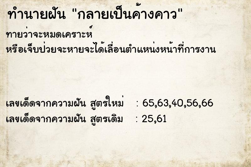 ทำนายฝันกลายเป็นค้างคาว ทำนายฝันทำนายฝันกลายเป็นค้างคาว