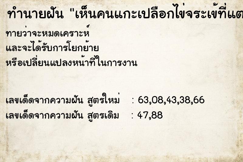 ทำนายฝันทำนายฝันเห็นคนแกะเปลือกไข่จระเข้ที่แตก