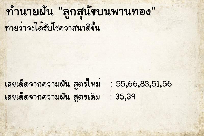 ทำนายฝันทำนายฝันลูกสุนัขบนพานทอง