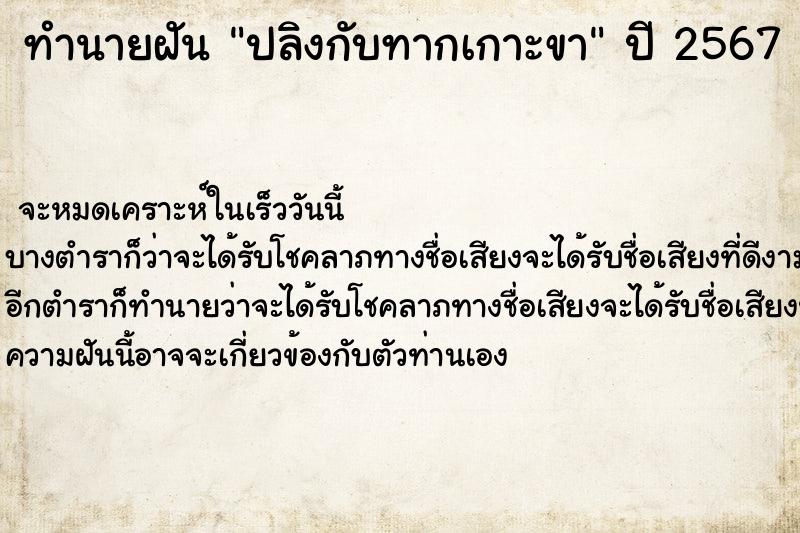 ทำนายฝันปลิงกับทากเกาะขา ทำนายฝันทำนายฝันปลิงกับทากเกาะขา