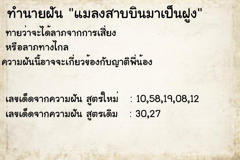 ทำนายฝันทำนายฝันแมลงสาบบินมาเป็นฝูง