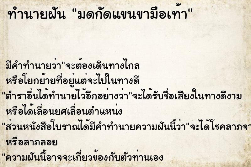 ทำนายฝันมดกัดแขนขามือเท้า ทำนายฝันทำนายฝันมดกัดแขนขามือเท้า