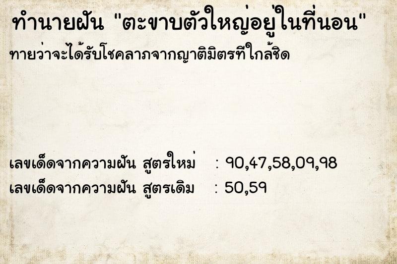 ทำนายฝันตะขาบตัวใหญ่อยู่ในที่นอน ทำนายฝันทำนายฝันตะขาบตัวใหญ่อยู่ในที่นอน