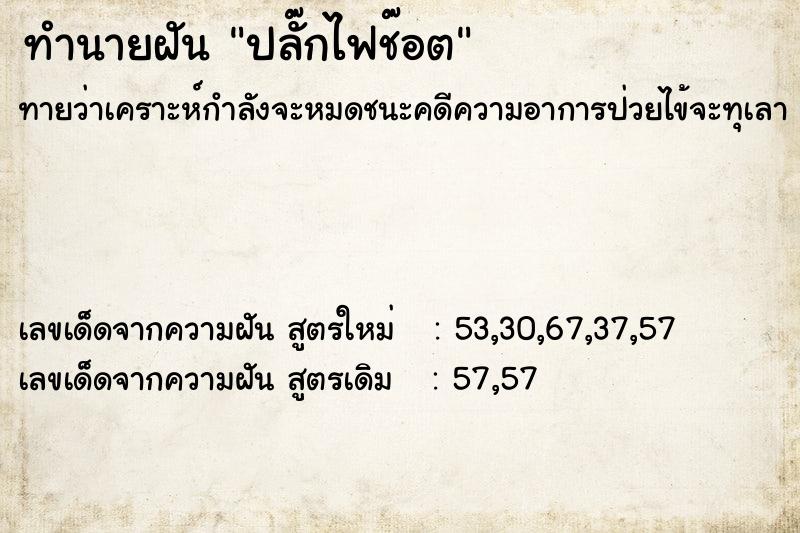 ทำนายฝัน ปลั๊กไฟช๊อต ทำนายฝัน ปลั๊กไฟช๊อต