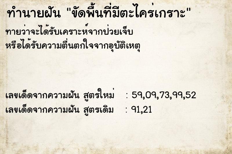 ทำนายฝัน ขัดพื้นที่มีตะไคร่เกราะ ทำนายฝัน ขัดพื้นที่มีตะไคร่เกราะ