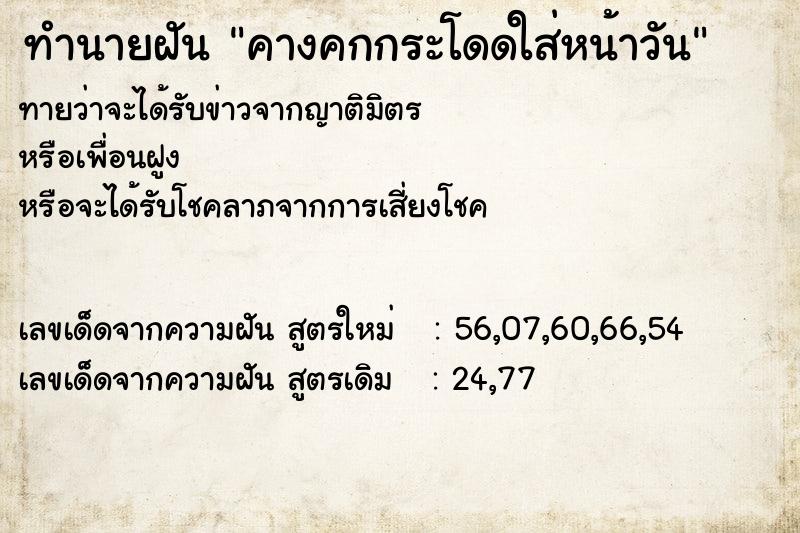 ทำนายฝันคางคกกระโดดใส่หน้าวัน ทำนายฝันทำนายฝันคางคกกระโดดใส่หน้าวัน