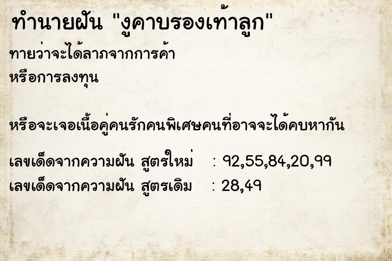 ทำนายฝันทำนายฝันงูคาบรองเท้าลูก