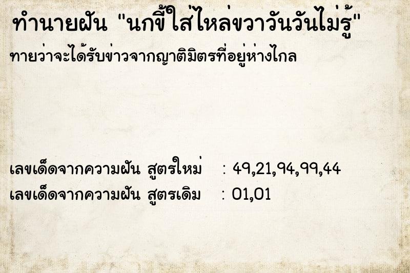 ทำนายฝันนกขี้ใส่ไหล่ขวาวันวันไม่รู้ ทำนายฝันทำนายฝันนกขี้ใส่ไหล่ขวาวันวันไม่รู้