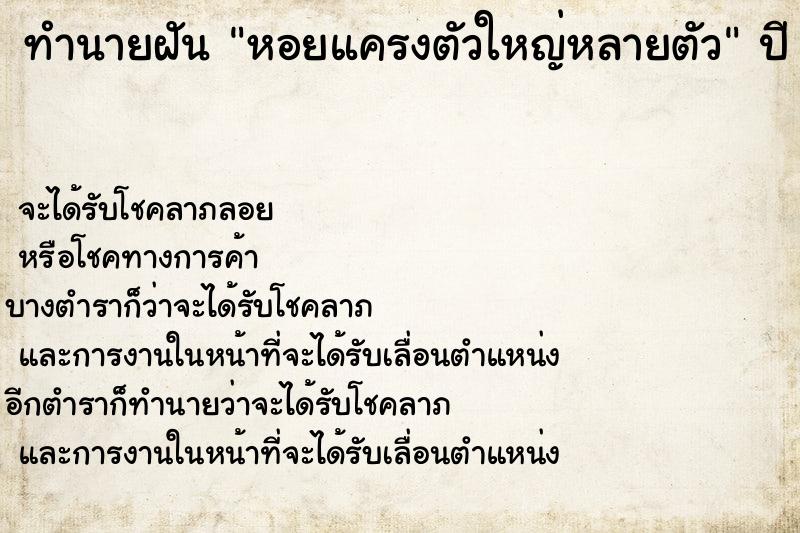 ทำนายฝัน หอยแครงตัวใหญ่หลายตัว ทำนายฝัน หอยแครงตัวใหญ่หลายตัว