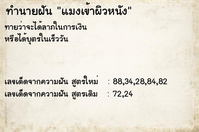 ทำนายฝันทำนายฝันแมงเข้าผิวหนัง