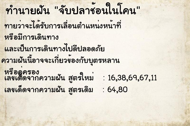 ทำนายฝัน จับปลาช้อนในโคน ทำนายฝัน จับปลาช้อนในโคน