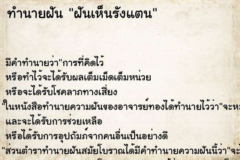 ทำนายฝัน ฝันเห็นรังแตน ทำนายฝัน ฝันเห็นรังแตน