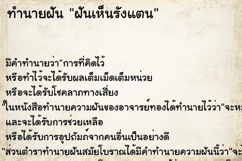 ทำนายฝัน ฝันเห็นรังแตน ตำราโบราณ แม่นที่สุดในโลก