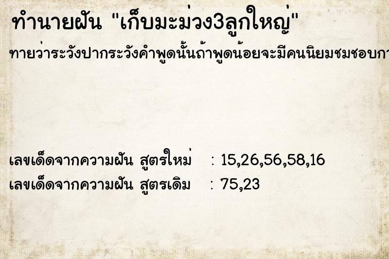 ทำนายฝันทำนายฝันเก็บมะม่วง3ลูกใหญ่