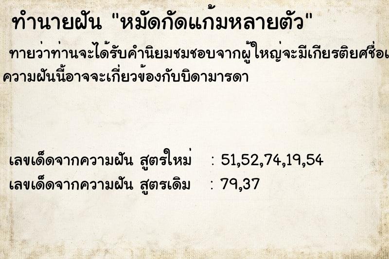 ทำนายฝัน หมัดกัดแก้มหลายตัว