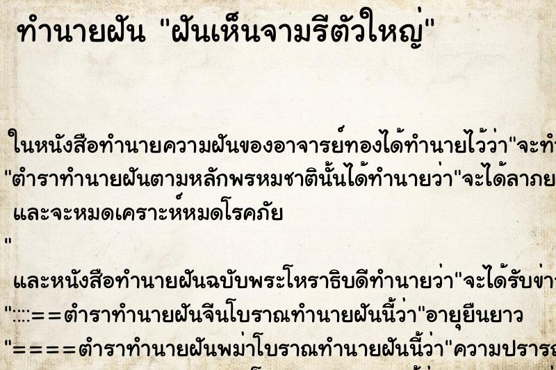 ทำนายฝันฝันเห็นจามรีตัวใหญ่ ทำนายฝันทำนายฝันฝันเห็นจามรีตัวใหญ่
