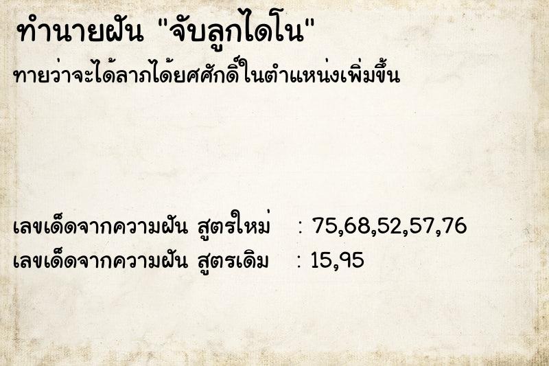 ทำนายฝันจับลูกไดโน ทำนายฝันทำนายฝันจับลูกไดโน