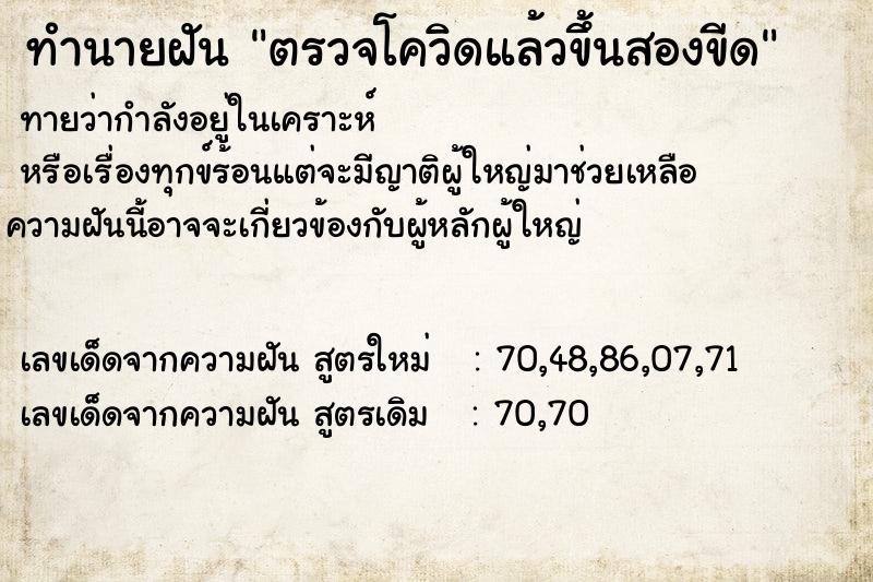 ทำนายฝันทำนายฝันตรวจโควิดแล้วขึ้นสองขีด