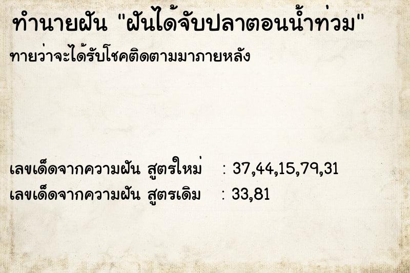 ทำนายฝันทำนายฝันฝันได้จับปลาตอนน้ำท่วม