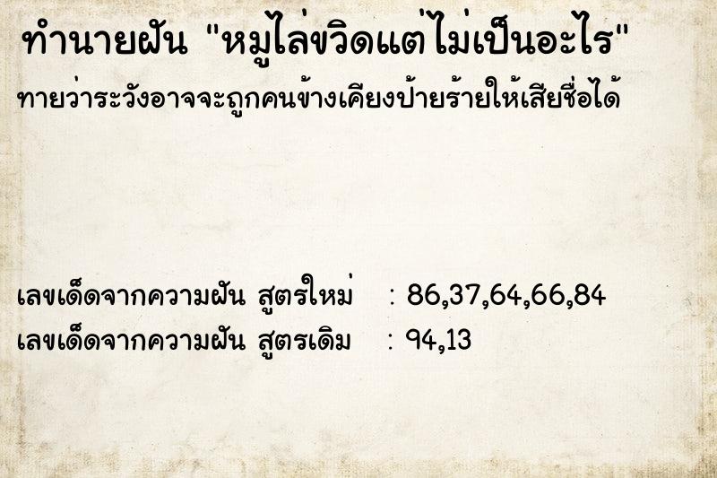 ทำนายฝันทำนายฝันหมูไล่ขวิดแต่ไม่เป็นอะไร