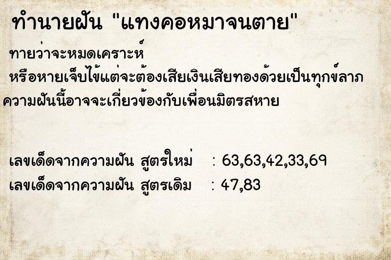 ทำนายฝันแทงคอหมาจนตาย ทำนายฝันทำนายฝันแทงคอหมาจนตาย