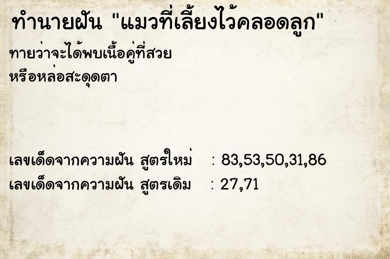 ทำนายฝันแมวที่เลี้ยงไว้คลอดลูก ทำนายฝันทำนายฝันแมวที่เลี้ยงไว้คลอดลูก