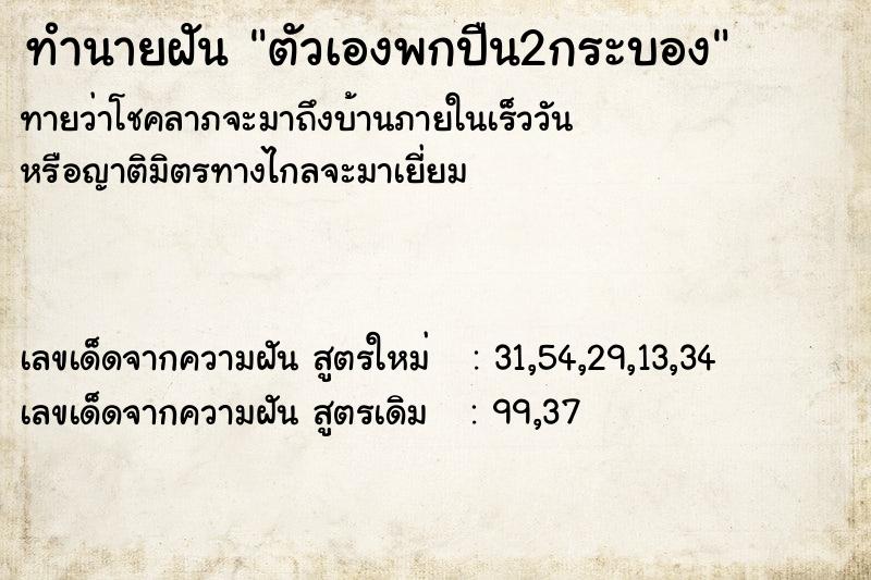 ทำนายฝันตัวเองพกปืน2กระบอง ทำนายฝันทำนายฝันตัวเองพกปืน2กระบอง