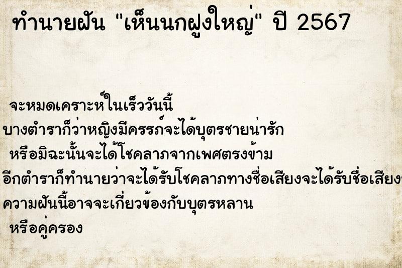 ทำนายฝันเห็นนกฝูงใหญ่ ทำนายฝันทำนายฝันเห็นนกฝูงใหญ่